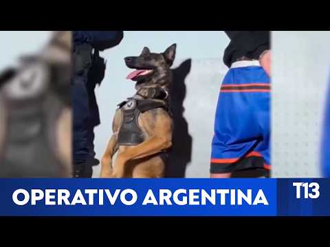 Perro policial posa junto a detenido