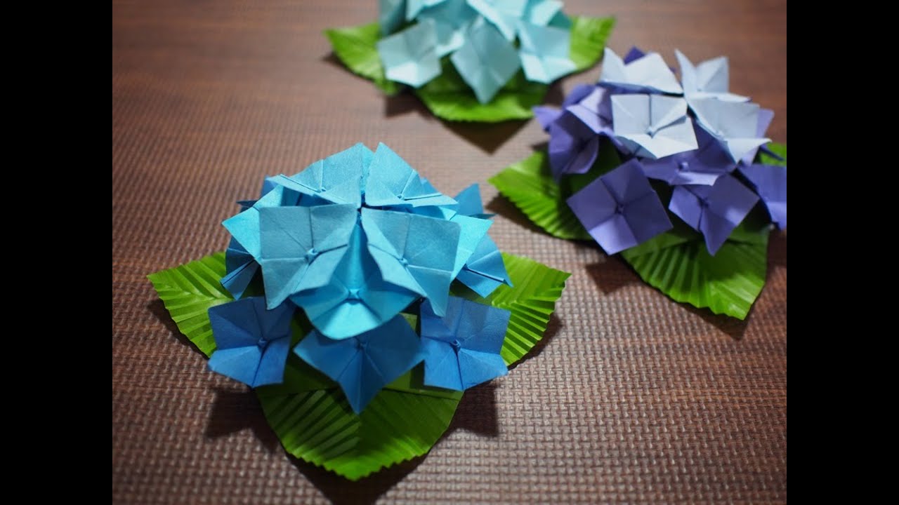 折り紙 立体あじさいの折り方 創作 How To Make A Hydrangea Youtube Origami Design Origami Easy Origami Patterns