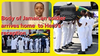 Body of Jamaican Soldier arrives at Sangster Int/Military reception JDF.