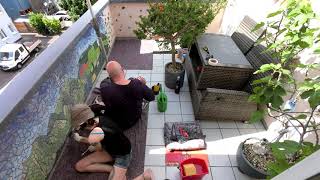 Panoramic mosaic on our small terrace