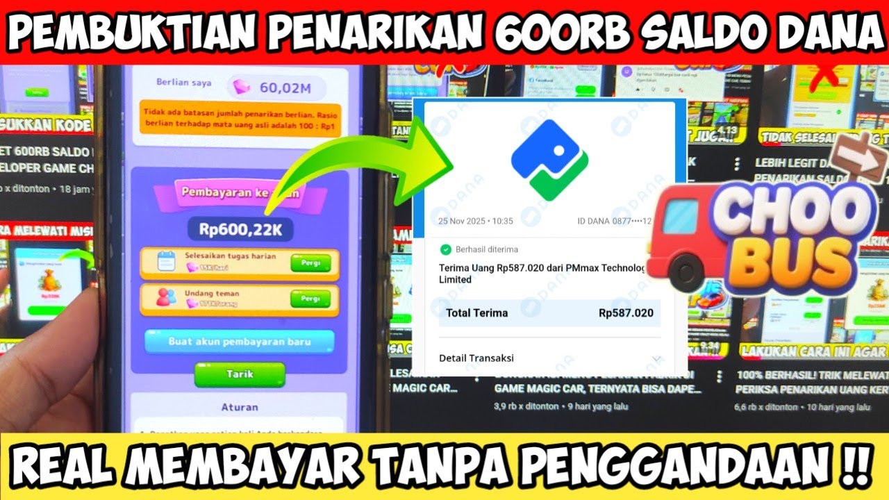 PEMBUKTIAN PENARIKAN 600RB SALDO DANA DI GAME CHOO BUS, TERNYATA TIDAK ADA PENGGANDAAN!!