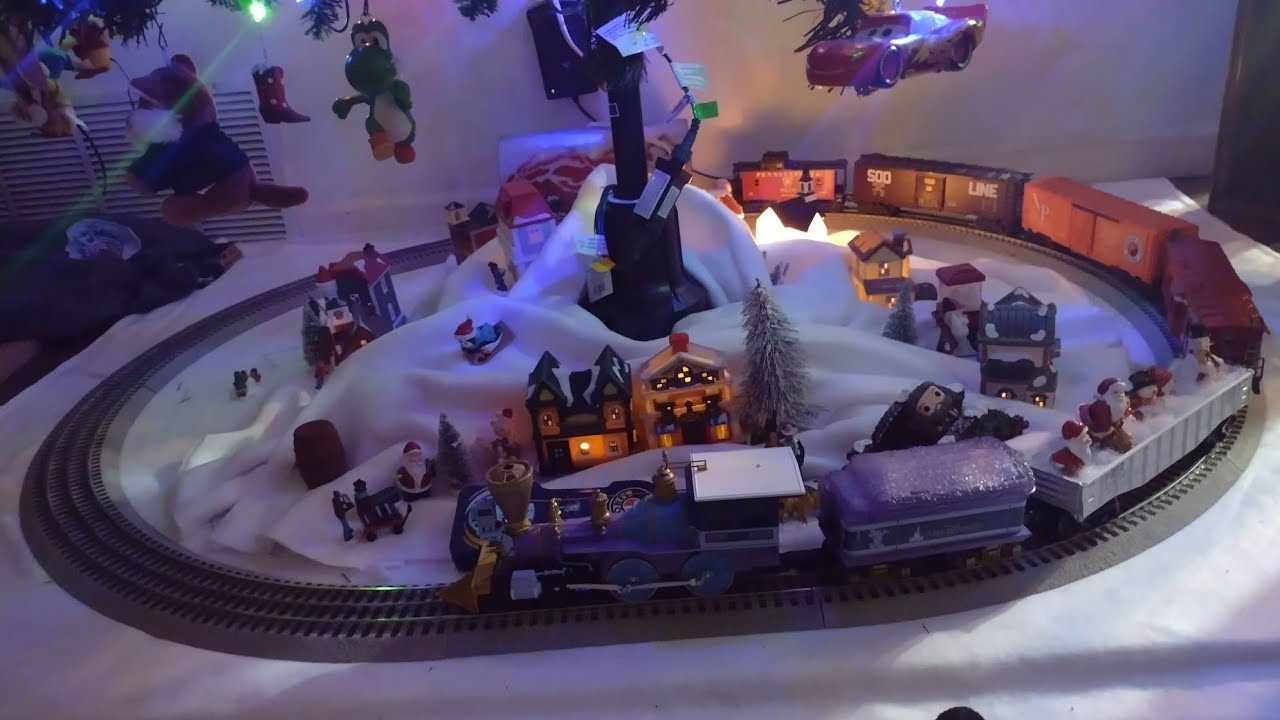 our Christmas tree train layout - YouTube