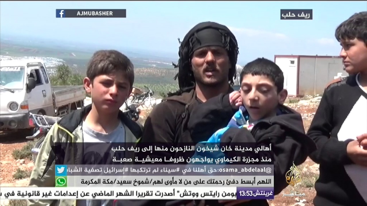 ظروف معيشية صعبة للنازحين من خان شيخون إلى ريف حلب