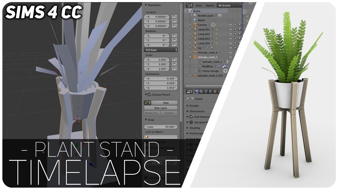 Making CC for Sims 4 Timelapse (Plant Stand) YouTube