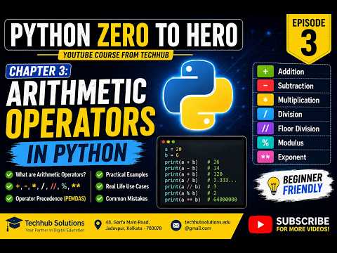 Python Zero to Hero | Chapter 3 | Arithmetic Operators in Python | Python Tutorial for Beginners
