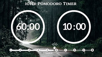 60 Minute Pomodoro Timer🌧 Raining forest sound(비 ASMR)📚10-Hour Study ⏱Pomodoro 60/10, 60 min x9 sets