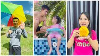 Good father and little daughter at the pool - Hacker pop it 💋⛱️🥰 Linh Nhi vs Su Hao #shorts