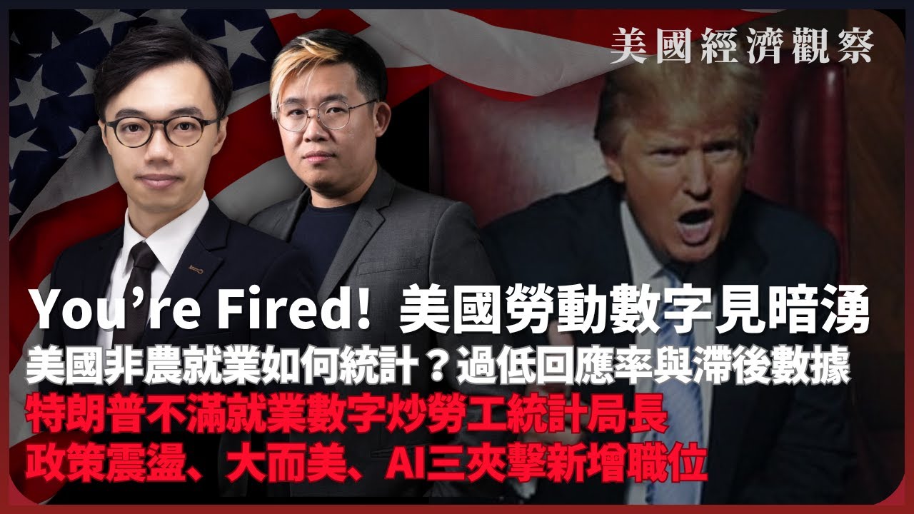 美國經濟觀察｜特朗普炒勞工統計局長｜失業率偏低，但條數有幾差？非農就業如何統計？過低回應率與滯後數據｜政策震盪、大而美、AI三夾擊就業（方源 X  馮智政）