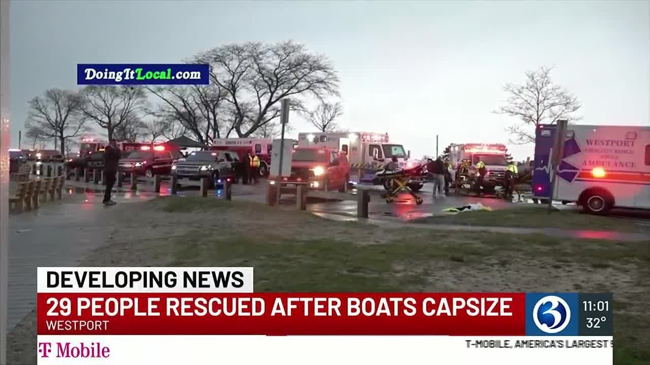 29 people rescued after boat capsizes in Westport - YouTube