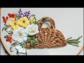How to Make Ribbon Embroidery Craft With Design of Flowers in a Basket