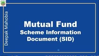 Mutual Fund Scheme Information Document