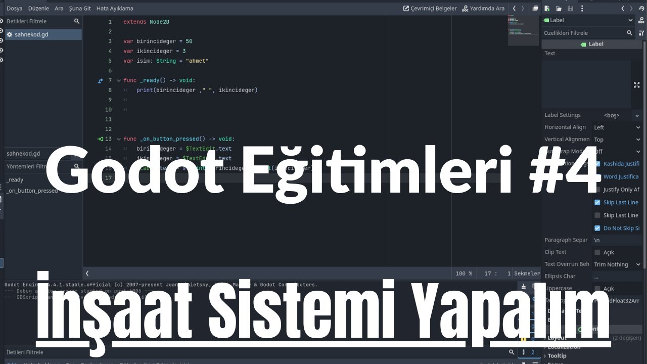 İnşaat Sistemi Yapalım – Godot 4 Dersleri 5. Ders