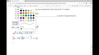 Colalg 1-9-1 Understanding Solving Quadratic Like Equations Using U-Substitution