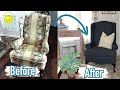 How to PAINT FABRIC wingback armchairs: no fabric medium, no cracking, and no rub off! (CHEAP DIY!)