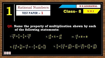 Math Class 8 | Test Paper - 1 | Qus. 8 | Rational Numbers | Chapter - 1 | R S AGGARWAL  #mvo