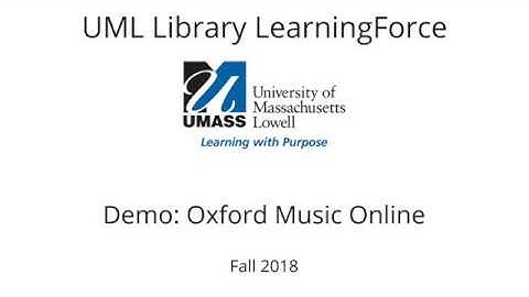 Demo: Oxford Music Online (Fall 2018)