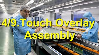 HDFocus interactive whiteboard production factory visit video ---- Process 4 Touch Overlay Assembly