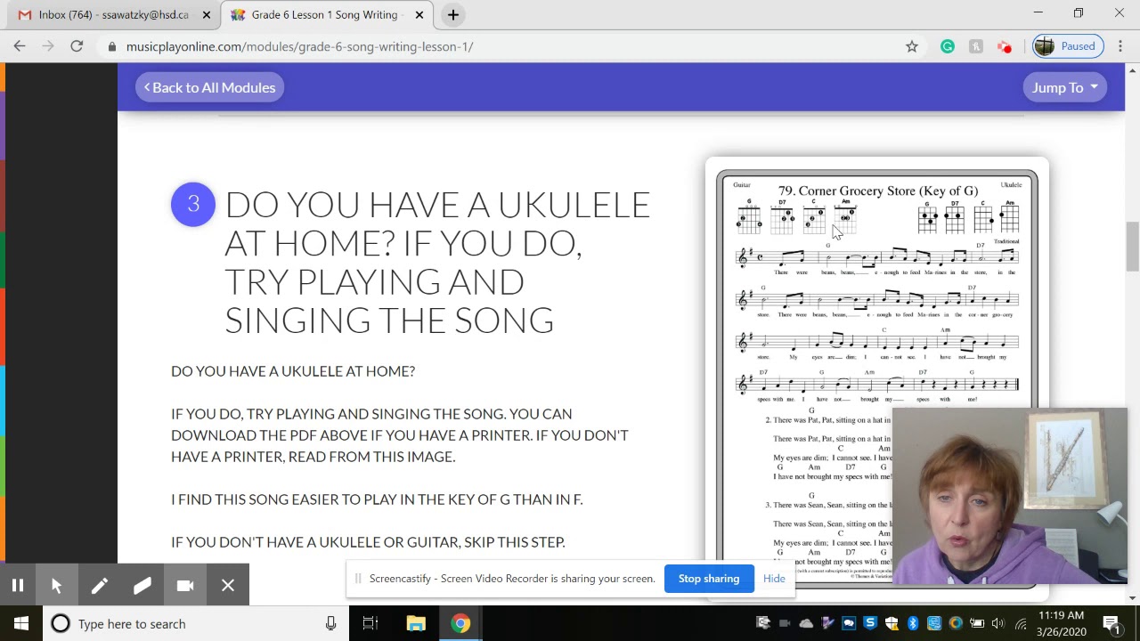 Grade 4-6 Music Lesson - March 26th, 2020