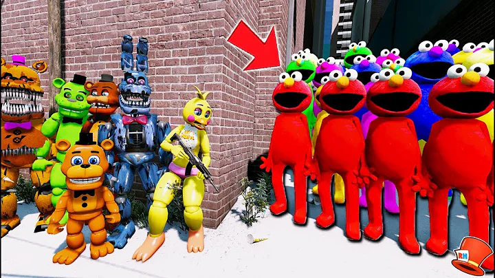 CAN THE ANIMATRONICS DEFEAT THE EVIL ELMO ARMY? (GTA 5 Mods FNAF RedHatter)