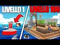 COSTRUISCO LA ZATTERA LIVELLO 100 IN MEZZO AL MARE SU RAFT!!