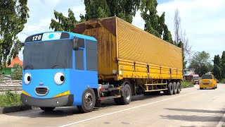 Download Lagu Wow Ada Truk Kontainer Besar, Truk Tangki, Bus Telolet Basuri Mirip Tayo MP3
