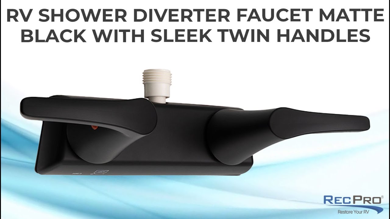 RV Shower Diverter Faucet Matte Black with Sleek Twin Handles