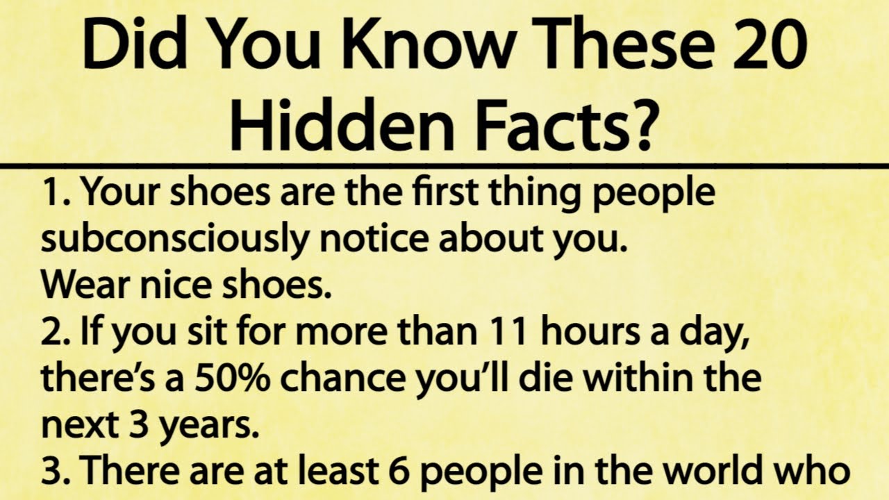 Did You Know These 20 Hidden Facts | Very Informative - YouTube