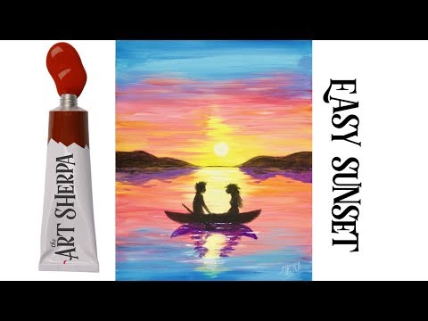 Easy Sunset Couple In Love Acrylic Painting Step By Step Liquitex