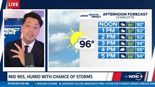 Mid 90s, humid with chance of storms