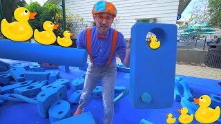 blippi at an outdoor childrens museum learn about fossils and more
