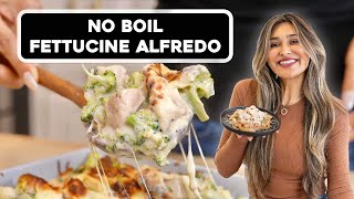 One Pan Chicken Alfredo Dump   Bake Meal | No Boiling Pasta!