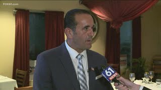 Republican Senate candidate Peter Lumaj reacts to Primary numbers