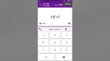 Math Tricks - Training mode - square numbers between 10 and 19 - level 025 (Number Keyboard)