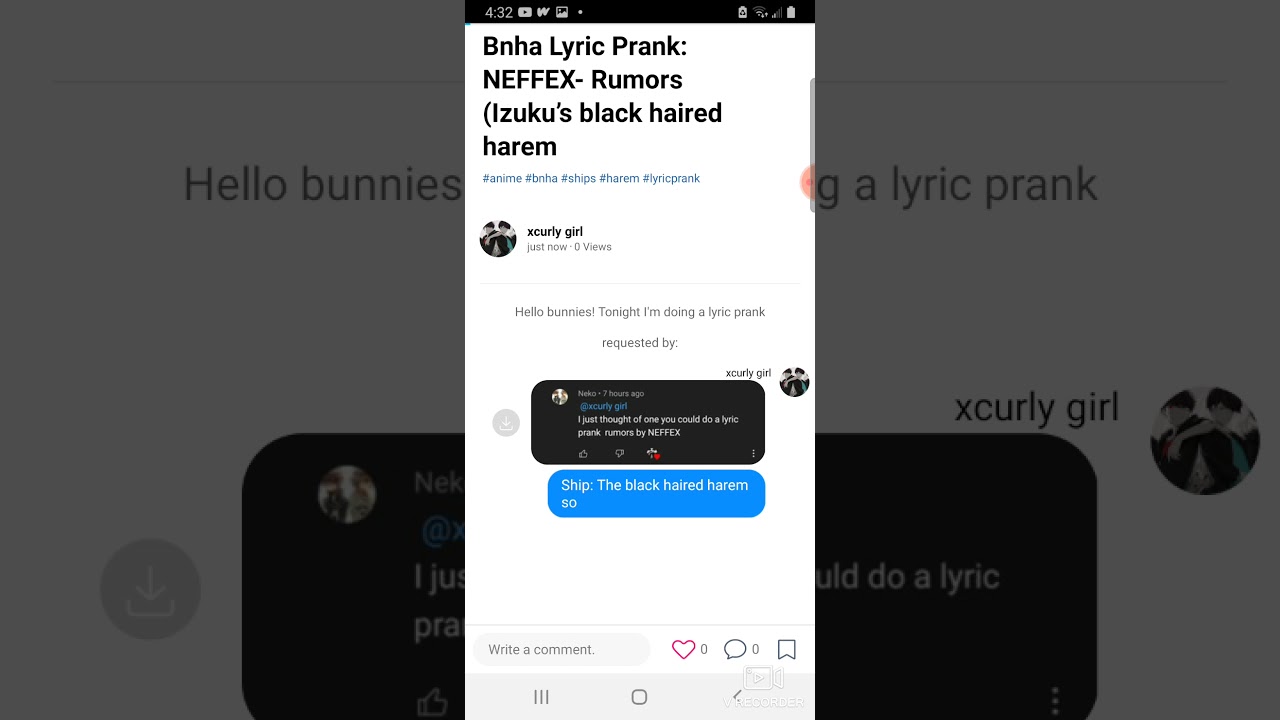 BNHA Lyric Prank: NEFFEX- Rumors (Black haired harem)