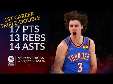 Josh Giddey 17 pts 13 rebs 14 asts vs Mavericks 21/22 season