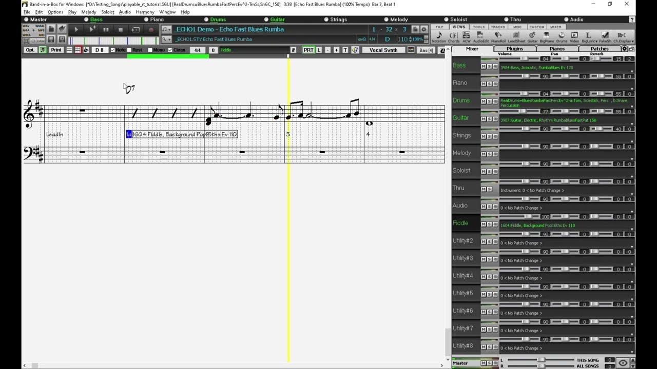 Using Playable RealTracks in the Notation Window of BandinaBox