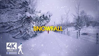 Snowfall Walk in the Streets of Finland  Slow TV 4K