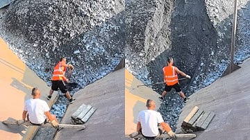 2,500 tons sand ship unloading phosphate rock | Satisfactory video | Vlog of working on the barge