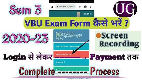 How To Fill Exam Form UG Sem 3 2020-23 VBU Complete Process