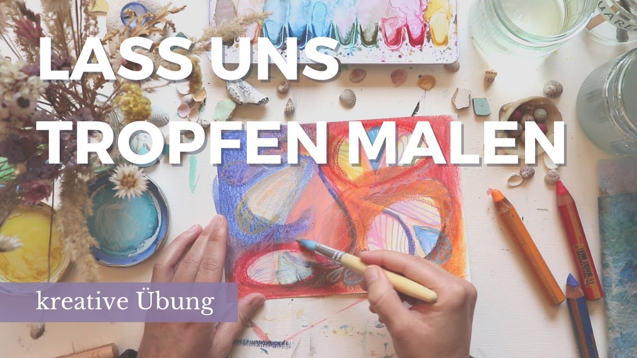 Mixed Media Malübung, Male Tropfen mit Aquarellfarbe