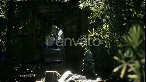 The Ruins of Ancient Buildings in Green Bamboo Forest | Motion Graphics - Envato elements