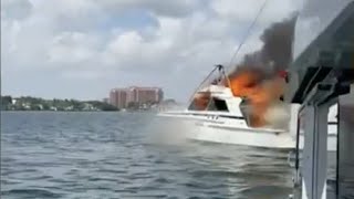 54-ft Yacht Catches Fire on Biscayne Bay; 3 Passengers Rescued From Flames