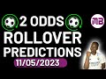 2 Odds Rollover Tips and Betting Strategies | Expert Football and Soccer Predictions for 11/5/2023
