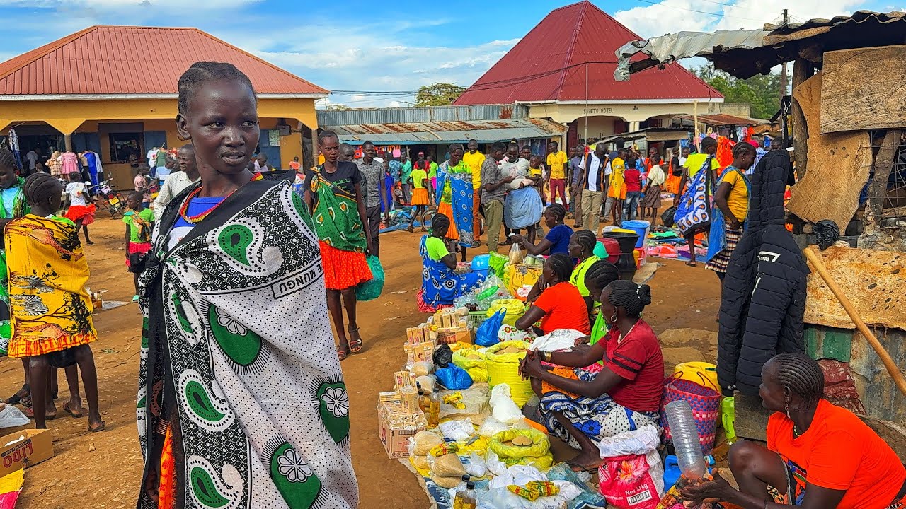 Rural Organic African Outdoor Market at the Border of Kenya and Uganda