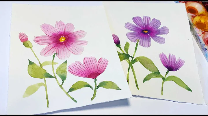 Easy Watercolor Cosmos/ flower painting for Beginners/ step by step - DayDayNews