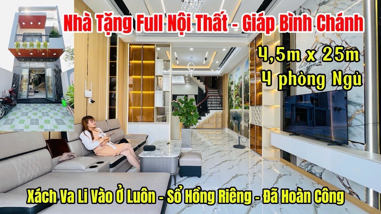 Tập 90 🔥 Nhà Bán Giáp Bình Chánh 4,5x25m –🏡  4 Phòng Ngủ Full Nội Thất #bannhabinhchanh