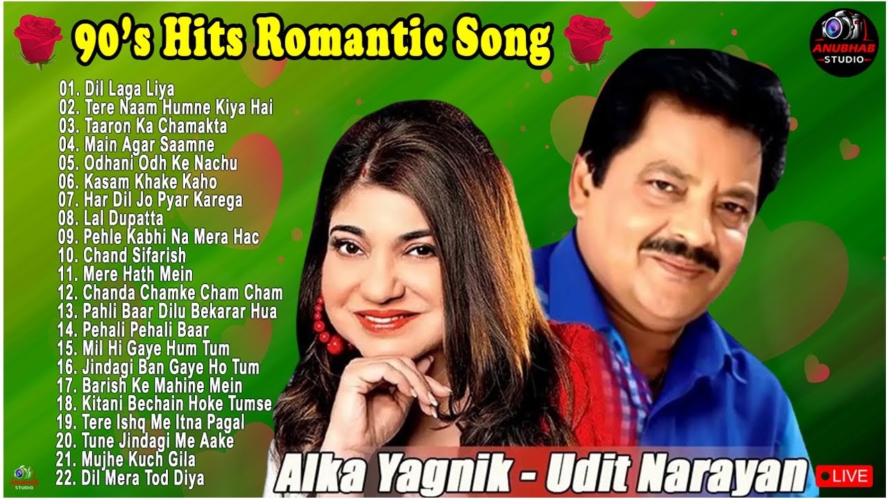 90s Hits Heartthrobs Romantic Melody Songs Alka Yagnik  Udit Narayan Sanu  90severgreen  bollywood