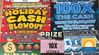 Florida Lottery Scratch offs Holiday Cash Blowout & 100X the Cash #floridalottery #scratchoffs