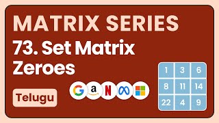 Set Matrix Zeroes Leetcode in Telugu  | DSA in Python