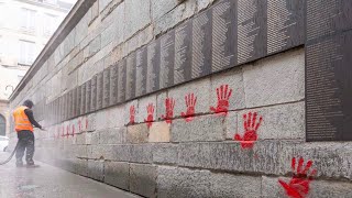 Le Crif dénonce des "mains rouges" taguées sur le Mémorial de la Shoah à Paris